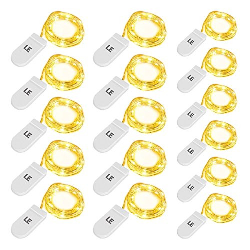 LE LED Copper Wire Fairy String Lights, 16 Pack 20 LED Starry String Light Battery Operated, Warm White, 3.3ft/1m, Waterproof Firefly Light String DIY Decoration Party Wedding Christmas Thanksgiving LE LED Copper Wire Fairy String Lights, 16 Pack 20 LED Starry String Light Battery Operated, Warm White, 3.3ft/1m, Waterproof Firefly Light String DIY Decoration Party Wedding Christmas Thanksgiving