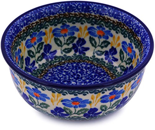 Polish Pottery Bowl 5-inch made by Ceramika Artystyczna (Blue Forget-Me-Nots)