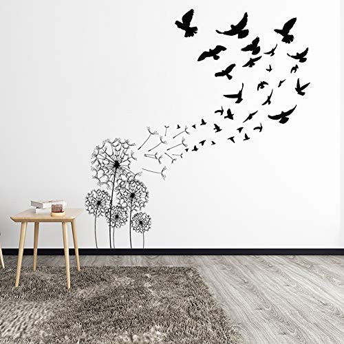 Poorminer Black Dandelions Wall Decals, Flying in The Wind Birds Removable Wall Stickers for Bedroom Living Room Office Nursery Home Decoration, DIY Vinyl Sticker Decor Wall Mural Poorminer Black Dandelions Wall Decals, Flying in The Wind Birds Removable Wall Stickers for Bedroom Living Room Office Nursery Home Decoration, DIY Vinyl Sticker Decor Wall Mural