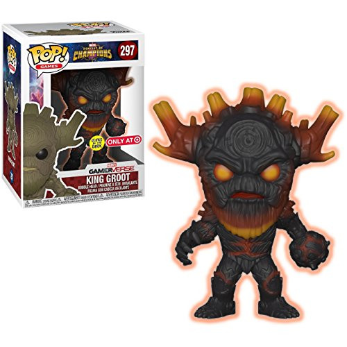 Funko King Groot [Glow-in-Dark] (Target Exclusive): Marvel - Contest of Champions x POP! Marvel Vinyl Figure & 1 POP! Compatible PET Plastic Graphical Protector Bundle [#297 / 26845 - B]
