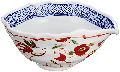 Yamako Pottery Blue Wine Cooler Red Camellia 12371 Made in Japan