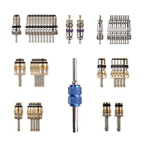 POVAST Car Air Conditioning Valve Core A/C R12 R134a Refrigeration Valve Stem Cores, With Remove tool