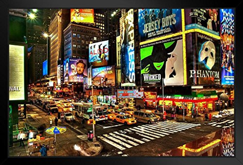 Precious Broadway Midtown Manhattan New York City NYC Illuminated Photo Black Wood Framed Art Poster 20x14 Precious Broadway Midtown Manhattan New York City NYC Illuminated Photo Black Wood Framed Art Poster 20x14