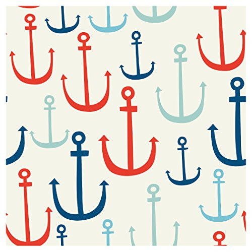 Creative Converting Elise 24 Count 3 Ply Seafarer Anchors Beverage Napkins, Red/Blue