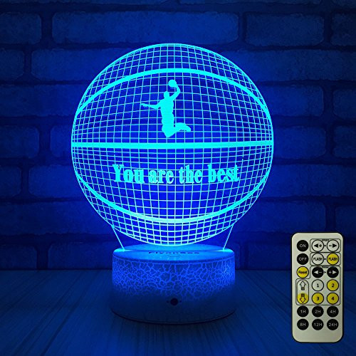 FlyonSea Basketball Light,Basketball Beside Lamp 7 Colors Change + Remote Control with Timer Kids Night Light optical illusion Lamps for Kids Lamp As a Gift Ideas for Boys or Kids FlyonSea Basketball Light,Basketball Beside Lamp 7 Colors Change + Remote Control with Timer Kids Night Light optical illusion Lamps for Kids Lamp As a Gift Ideas for Boys or Kids