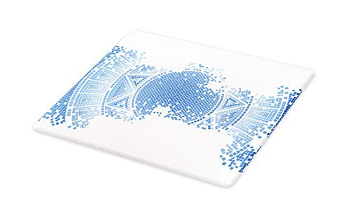 Ambesonne Geometric Cutting Board, Old Worn out Greek Mosaic Pattern Antique Historical Round Tile Artwork, Decorative Tempered Glass Cutting and Serving Board, Large Size, Blue