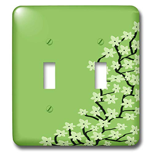 3dRose lsp_25361_2 Pretty Green Flower Blossum Print Toggle Switch, Multi-Color