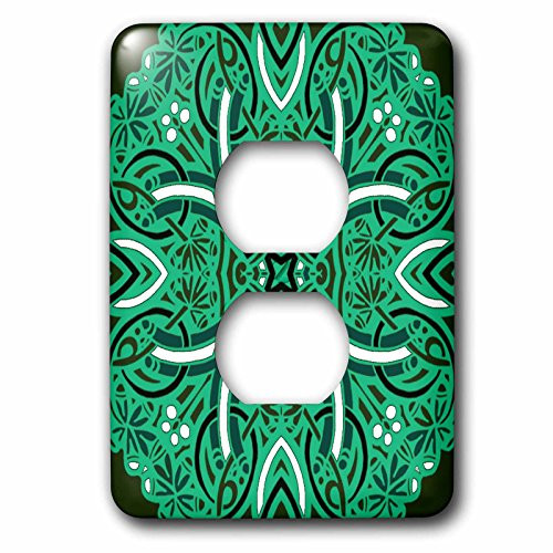 3dRose lsp_58110_6 Pretty Green Lace Pattern 2 plug Outlet Cover
