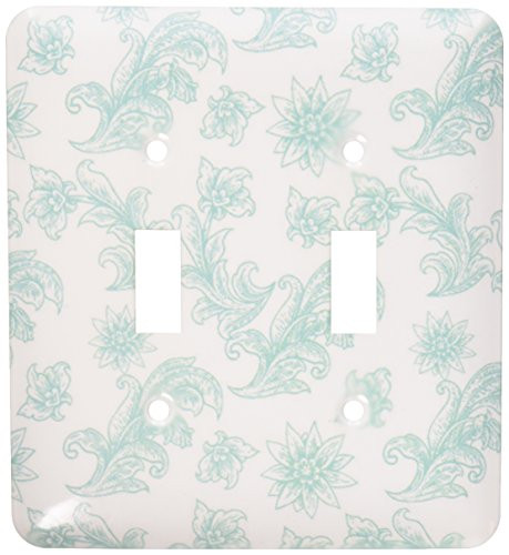 3dRose lsp_65397_2 Pretty Light Swirls and Flowers On A White Background Double Toggle Switch, Blue