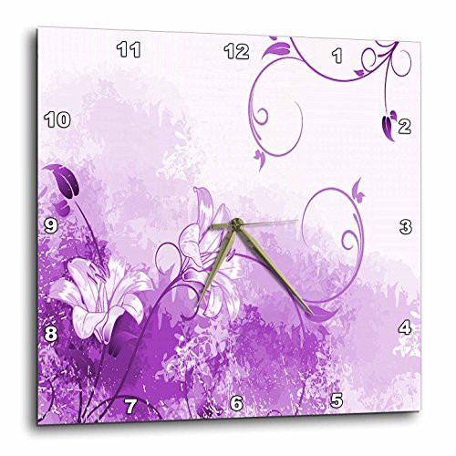 3dRose DPP_66157_2 Pretty Purple Lilly Wall Clock, 13 by 13-Inch