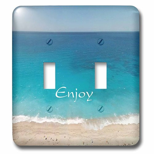 3dRose lsp_214456_2 Print of Beautiful Beach And Ocean With Word Enjoy Double Toggle Switch