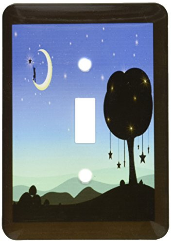 3dRose lsp_204062_1 Print of Boy On Moon Reaching For A Star Single Toggle Switch