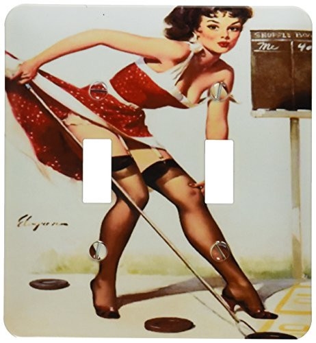 3dRose lsp_204077_2 Print of Elvgren Pinup Playing Shuffleboard Double Toggle Switch