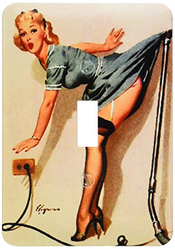 3dRose lsp_204159_1 Print of Elvgren Pinup What's Up With Vacuum Single Toggle Switch