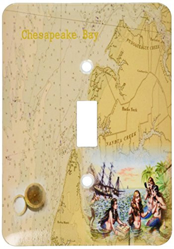 3dRose lsp_204885_1 Print of Vintage Chesapeake Bay With Mermaids Single Toggle Switch