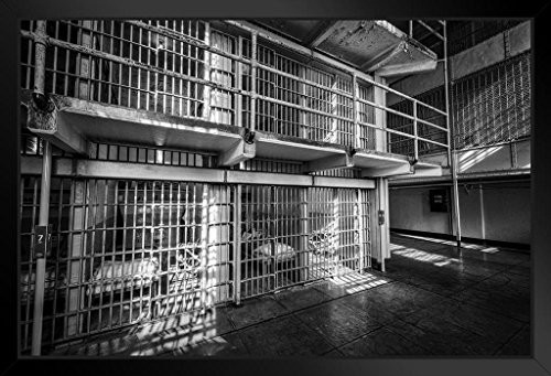Prison Cells Alcatraz Prison San Francisco BW Photo Black Wood Framed Art Poster 20x14 Prison Cells Alcatraz Prison San Francisco BW Photo Black Wood Framed Art Poster 20x14