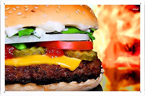 Hamburger Tin Poster by Food & Beverage Decor Sign