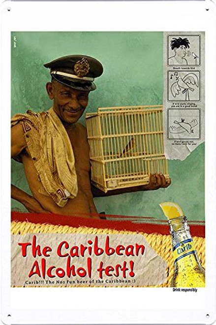 Tin Sign Metal Poster Plate (8"x12") of Carib Beer: Birdie by Food & Beverage Decor Sign