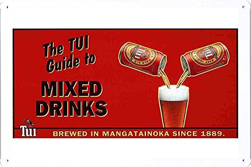 Tin Sign Metal Poster Plate (8"x12") of Tui Beer: MIXED DRINKS by Food & Beverage Decor Sign