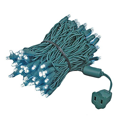 Novelty Lights 100 Light LED Christmas Mini Light Set, Outdoor Lighting Party Patio String Lights, Pure White, Green Wire, 34 Feet