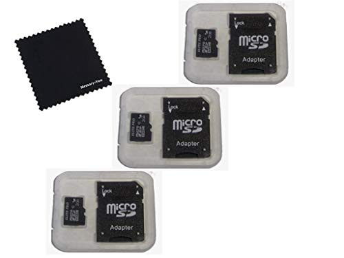 3 Pack Elite Pro 2GB Micro SD Memory Card with SD Adapter, 2 GB Micro SD Memory Card 3 Pack, MicroSD Micro SDHC TF TransFlash Card MicroSD to SD Adapter with Memory4You (tm) Microfiber Cloth