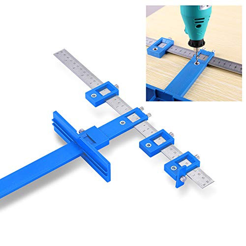 QEARLIZ Cabinet Hardware Jig, Adjustable Punch Locator Tool Cabinet Door Jig for Handles and Knobs on Doors and Drawer Installation