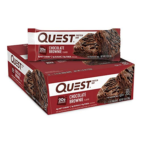Quest Nutrition Chocolate Brownie Protein Bar, High Protein, Low Carb, Gluten Free, Keto Friendly, 12 Count Quest Nutrition Chocolate Brownie Protein Bar, High Protein, Low Carb, Gluten Free, Keto Friendly, 12 Count