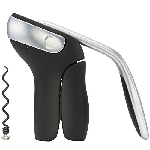 OXO SteeL Vertical Lever Corkscrew with Removable Foil Cutter,Black/Silver,2.1