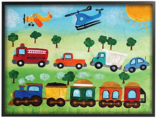 Stupell Industries The Kids Room by Stupell Planes, Trains, and Automobiles Black Framed Wall Art, 11 x 14, Design by Artist nJoyArt