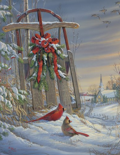 Springbok 500 Piece Jigsaw Puzzle Winter Red Birds