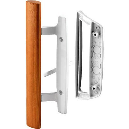 Slide-Co 143532 Sliding Glass Door Handle Set  Replace Old or Damaged Door Handles Quickly and Easily  White Diecast, Mortise/Hook Style (Fits 3-15/16 Hole Spacing)