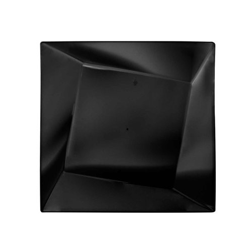 Party Essentials 10-Count Hard Plastic 8" Twisted Square Salad/Dessert Plates, Black