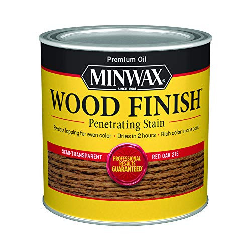Minwax 221504444 Wood Finish Penetrating Interior Wood Stain, 1/2 pint, Red Oak