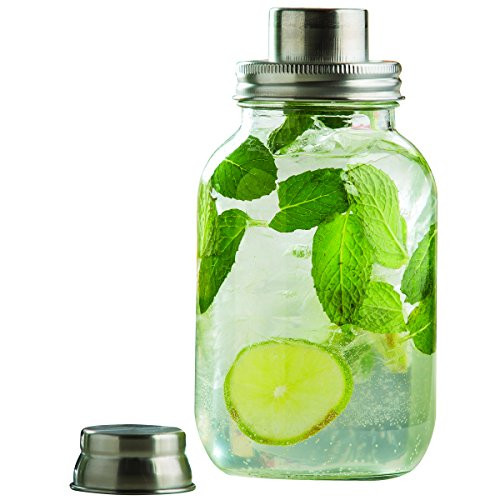 Tablecraft Mason Jar Cocktail Shaker with Metal Top, 8 x 8 x 15 cm