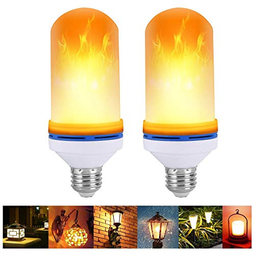 VIPMOON 2Pack E27 LED Flame Effect Fire Light Bulb Flickering Flame Lamp Simulated Decorative