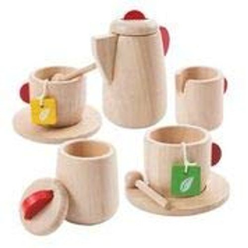 PlanToys Wooden Tea Set (3433) | Sustainably Made from Rubberwood and Non-Toxic Paints and Dyes PlanToys Wooden Tea Set (3433) | Sustainably Made from Rubberwood and Non-Toxic Paints and Dyes