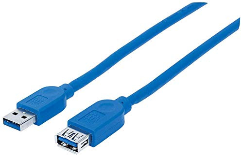 Manhattan A Male/A Female, 2m SuperSpeed USB Extension Cable, Blue (322379)