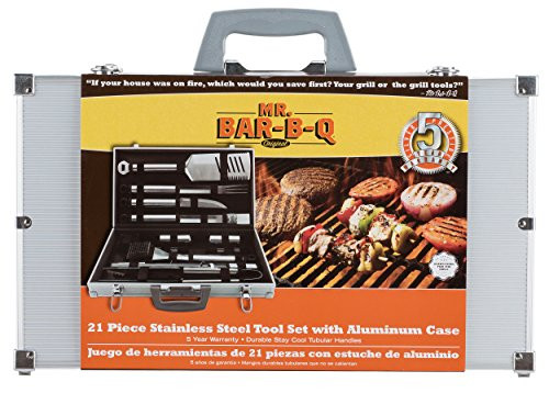 Mr. Bar-B-Q 02066Y Silver Prestige 21-Piece Tool Set in Case