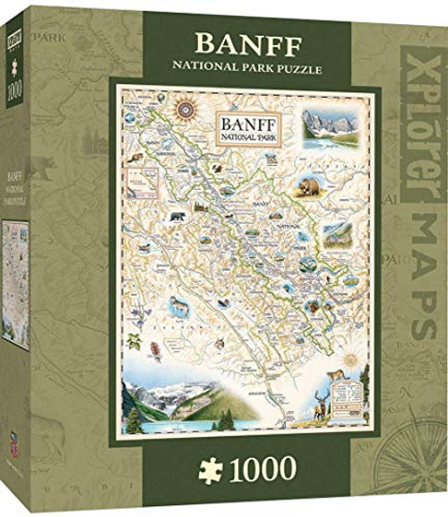 MasterPieces Xplorer Maps Jigsaw Puzzle, Banff Canada, National Park, 100% Made in USA, 1000 Pieces