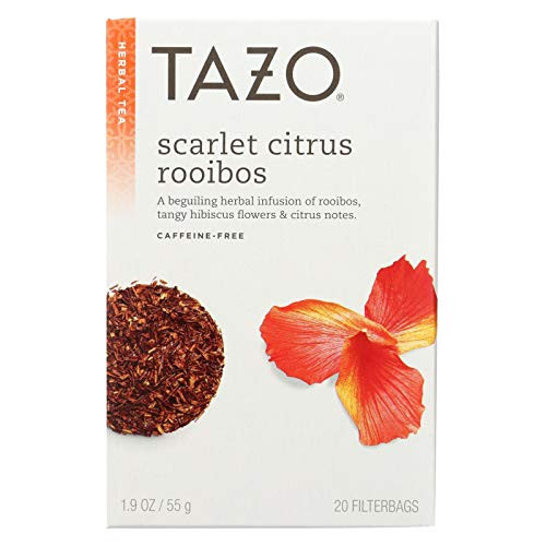 Tazo Scarlet Citrus Rooibos Herbal Infusion Tea, Caffeine Free, 20-Count Tea Bags (Pack of 6)
