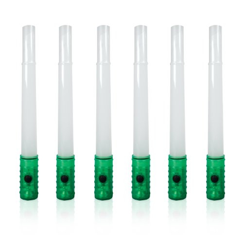 Life Gear 6 Pack GREEN LED Light Stick, Reusable Glow Stick or Glow Wand | Emergency Safety Glow Stick, Flashlight and Whistle