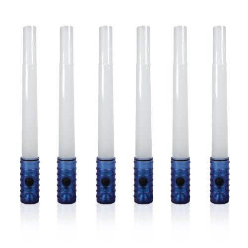 Life Gear 6 Pack BLUE LED Light Stick, Reusable Glow Stick or Glow Wand | Emergency Safety Glow Stick, Flashlight and Whistle