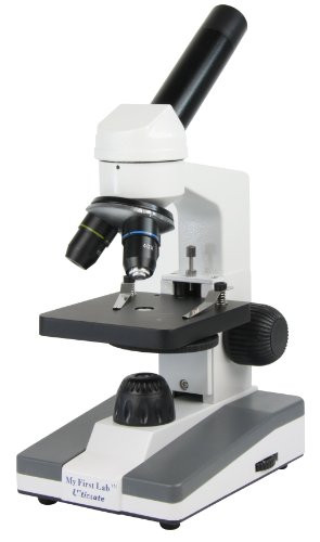 My First Lab Ultimate STEM Student Microscope  Real Glass Optics, Adjustable Illumination, 40-400X Magnification, and Accessory Kit with 5 Prepared Slides