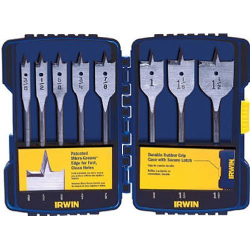 IRWIN Tools SPEEDBOR Blue Groove Pro Spade Bit Set with Case, 8-Piece (341008)