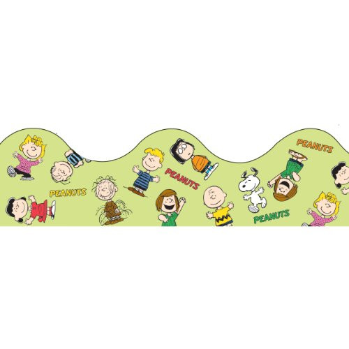 Eureka Peanuts Gang Scalloped Deco Trim, Set of 12 Reusable Strips, Each Strip Measuring 37" long