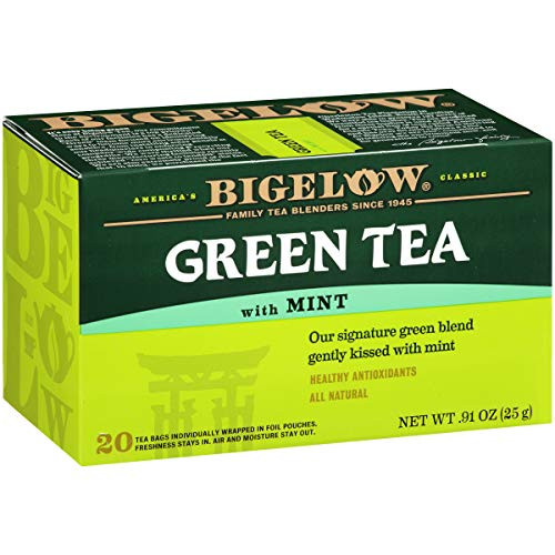 Bigelow Green Tea with Mint Tea Bags, 20 Count Box (Pack of 6) Caffeinated Green Tea, 120 Tea Bags Total