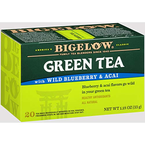 Bigelow Green Tea With Wild Blueberry & Acai, 20 Count (Pack of 6), 120 Teabags Total