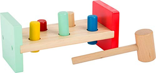 Small Foot Wooden Toys Pounding Bench with Mallet Move It! Developmental Wooden Toy Deisgned for Children Ages 18+ Months