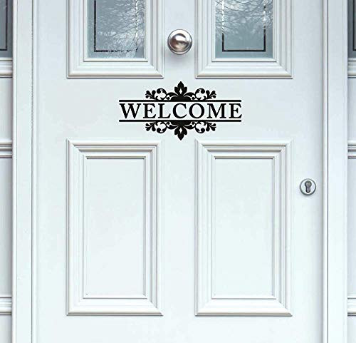 YttBuy Welcome Front Door Vinyl Decal Welcome Door Vinyl Decal Welcome Front Door Sticker Welcome Door Decal Welcome Sticker Vinyl Decal Door (4.5'' x 10.5'', Set of 2)