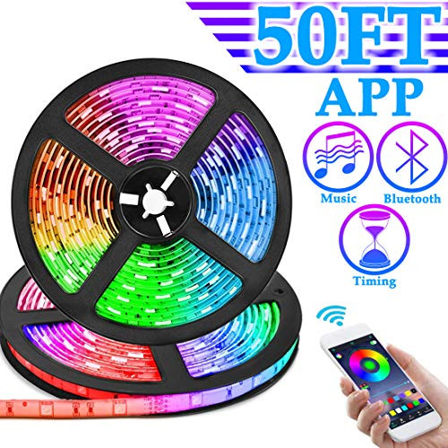Led Strip Lights SMD 5050, Bluetooth App Control Color Changing Tape Lights Sync to Music with IR Remote for Party, Home, Bedroom Decor Led Strip Lights SMD 5050, Bluetooth App Control Color Changing Tape Lights Sync to Music with IR Remote for Party, Home, Bedroom Decor